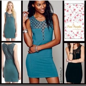 Free People Intimately Bodycon dress teal L NWT
